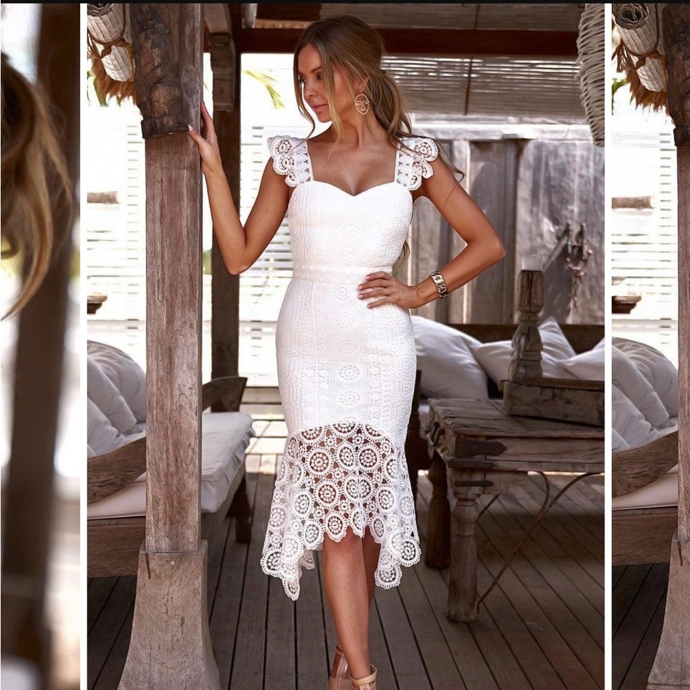 Elegant White Lace Dress